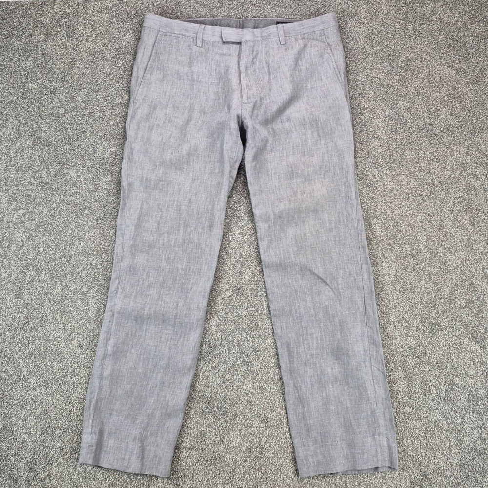 Banana Republic 100% Linen Dress Pants Mens 32x27 Gray Modern Slim Fit